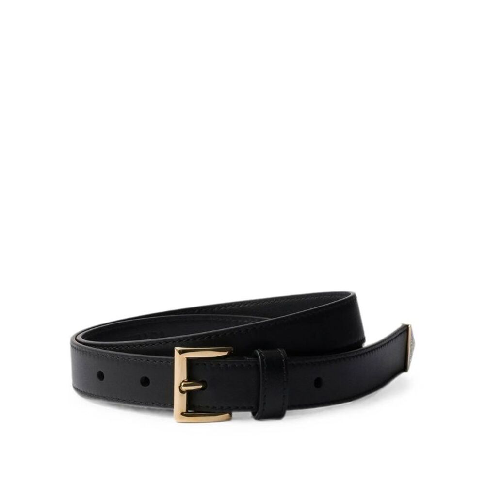 Prada Women Slim Leather Belt With Logo